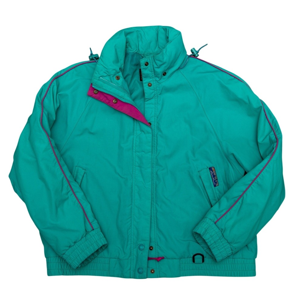 Eddie Bauer Windbreaker Jacket Womens Medium Teal Vintage 90s Gorpcore Retro